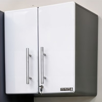 White Modular 2-Door Locking Soft-Close Garage Wall Cabinet 24x24x14