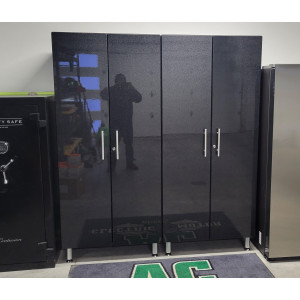 Black Modular 2-Piece Tall Locking Garage Cabinet Set
