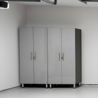 Silver Modular Tall Locking 2-Piece Garage Storage Closets