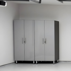 Silver Modular Tall Locking 2-Piece Garage Storage Closets