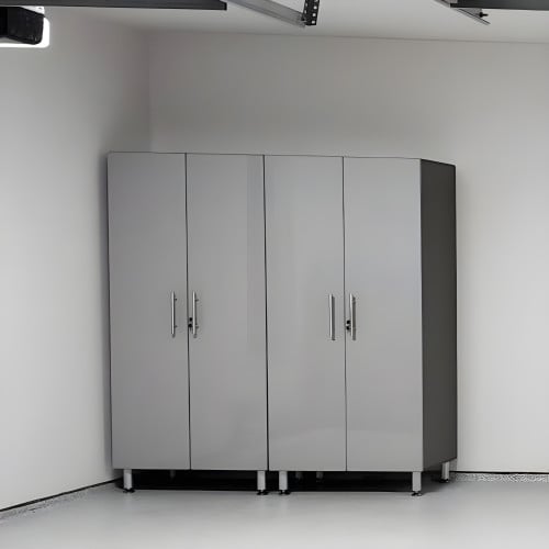 Silver Modular Tall Locking 2-Piece Garage Storage Closets