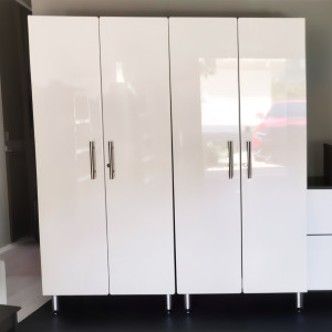 White Modular 2-Piece Tall Locking Garage Storage Closets