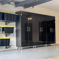 Black Modular 3-Piece Tall Lockable Garage Storage Closet Set