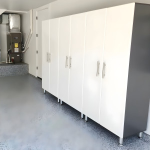 White Modular 3-Piece Tall Locking Garage Storage Cabinets Set