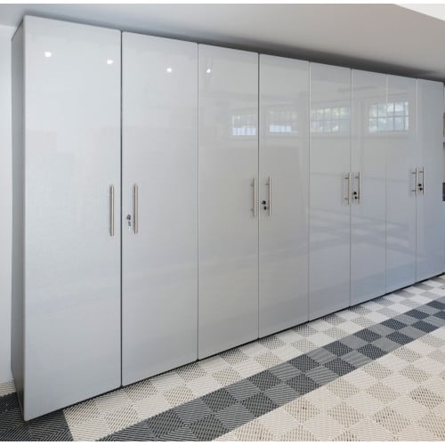 Silver Modular 4-Piece Tall Locking Garage Cabinets