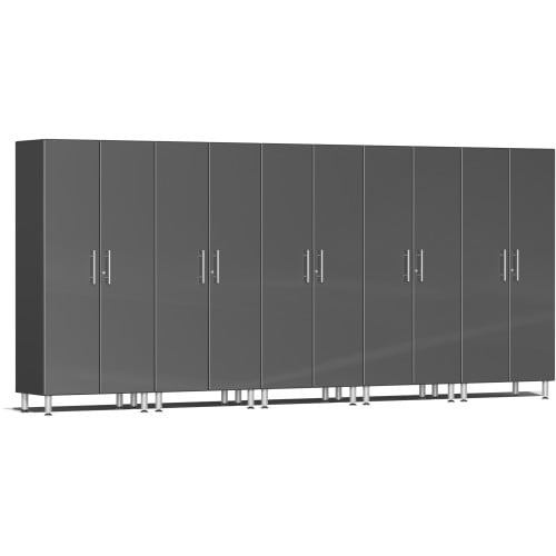Grey Modular 5-Piece Tall Locking Garage Cabinets