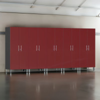 Red Modular 5-Piece Tall Locking Soft-Close Garage Cabinets 36x21x80