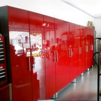 Red Modular Tall Locking Garage Storage Cabinets 6-Piece Set