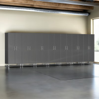 Grey Modular 7 Piece Tall Locking Garage Storage Cabinet Set