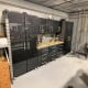 Black Modular 9 Piece Garage Cabinet Kit with Bamboo Worktop Black Modular 9 Piece Garage Cabinet Kit with Bamboo Worktop