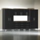 Black Modular 9 Piece Garage Cabinet Kit with Bamboo Worktop Black Modular 9 Piece Garage Cabinet Kit with Bamboo Worktop