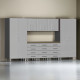 Silver Modular 9 Piece Garage Cabinet Kit with Bamboo Worktop Silver Modular 9 Piece Garage Cabinet Kit with Bamboo Worktop