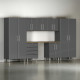 Grey Modular 8 Piece Garage Cabinet Kit with Bamboo Worktop Grey Modular 8 Piece Garage Cabinet Kit with Bamboo Worktop