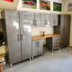 Grey Modular 8 Piece Garage Cabinet Kit with Bamboo Worktop Grey Modular 8 Piece Garage Cabinet Kit with Bamboo Worktop