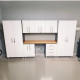 White Modular 8 Piece Garage Cabinet Kit with Bamboo Worktop White Modular 8 Piece Garage Cabinet Kit with Bamboo Worktop