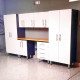 White Modular 8 Piece Garage Cabinet Kit with Bamboo Worktop White Modular 8 Piece Garage Cabinet Kit with Bamboo Worktop
