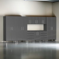 Grey Modular Ulti-Mate 10-Piece Garage Cabinet Kit Recessed Worktop