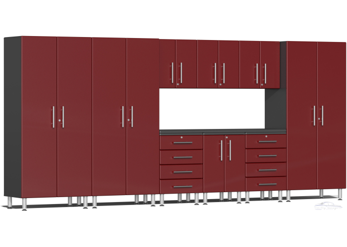 Red Modular 10 Piece Kit with Recessed Worktop