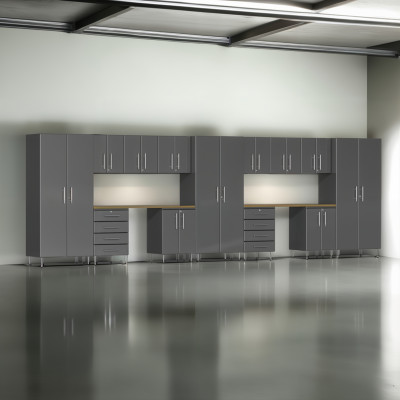Grey Modular 15 Piece Kit with Dual Workstation - Graphite Grey