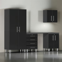 Black Modular Ulti-Mate 5-Piece Garage Cabinet Kit with Workstation