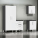 White Modular 5 Piece Garage Cabinet Kit with Workstation White Modular 5 Piece Garage Cabinet Kit with Workstation