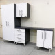 White Modular 5 Piece Garage Cabinet Kit with Workstation White Modular 5 Piece Garage Cabinet Kit with Workstation