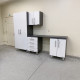 White Modular 5 Piece Garage Cabinet Kit with Workstation White Modular 5 Piece Garage Cabinet Kit with Workstation