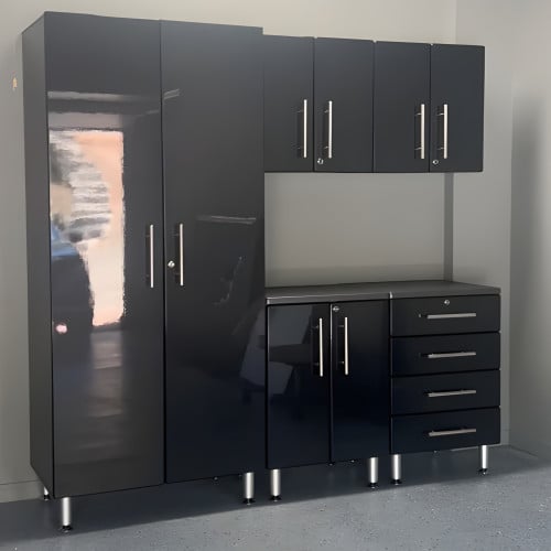 Black Modular 5 Piece Kit of Garage Cabinets