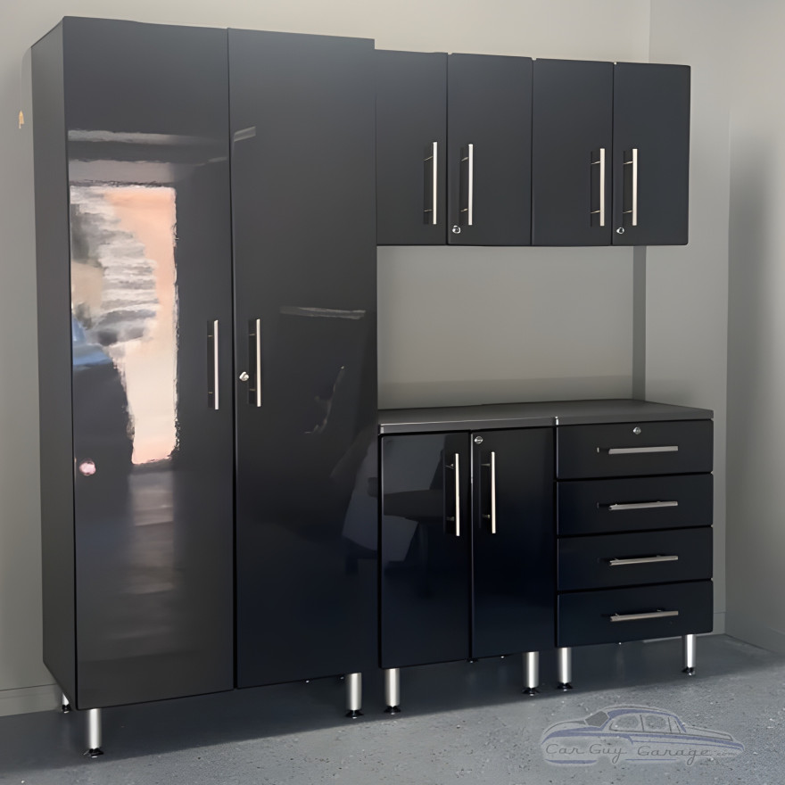 Black Modular 5-Piece Garage Cabinet Set with Tall Cabinet