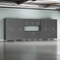 Grey Modular 11-Piece Garage Cabinet Set with Workbench