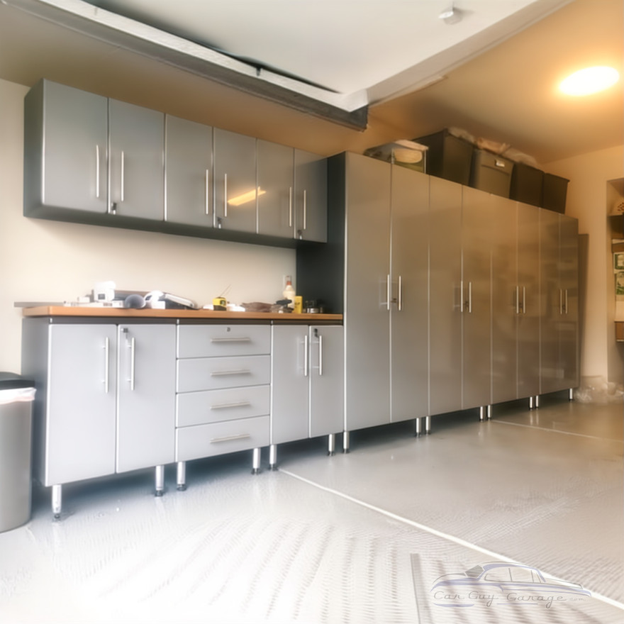 Silver Modular 11 Piece Garage Cabinet Kit with Bamboo Worktop Silver Modular 11 Piece Garage Cabinet Kit with Bamboo Worktop