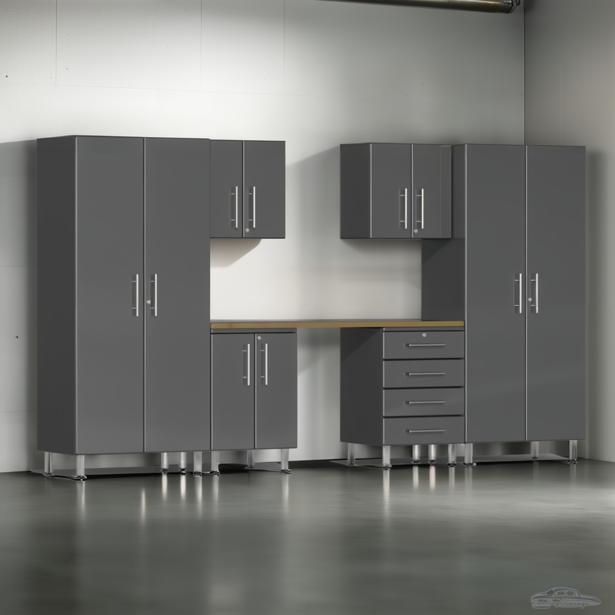 Grey Modular 7 Piece Kit with Workstation for Garage Storage