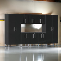 Black Modular Ulti-Mate 9-Piece Garage Cabinet Set with Worktop