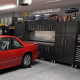 Black Modular 9-Piece Garage Cabinet System with 71 in. Bamboo Worktop