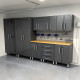 Grey Modular 9 Piece Garage Cabinet Kit with Worktop Grey Modular 9 Piece Garage Cabinet Kit with Worktop