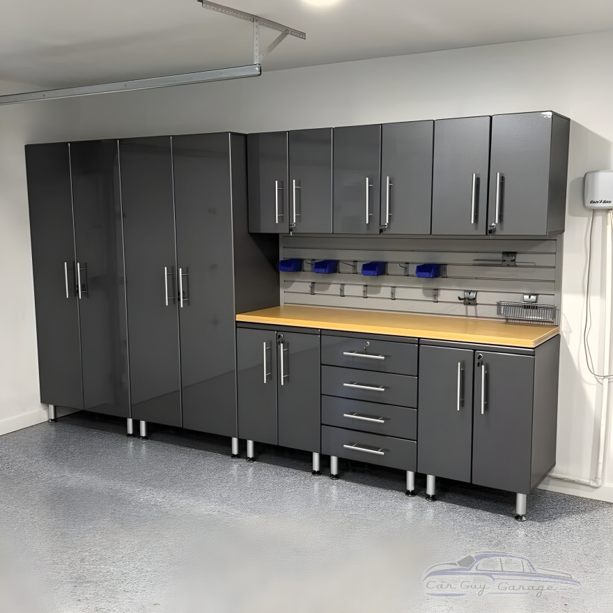 Grey Modular 9 Piece Garage Cabinet Kit with Worktop Grey Modular 9 Piece Garage Cabinet Kit with Worktop