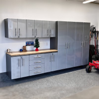 Silver Modular 9-Piece Garage Storage Cabinet System with Worktop