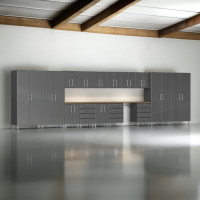 Grey Modular 17-Piece Garage Cabinet Set with Workbench