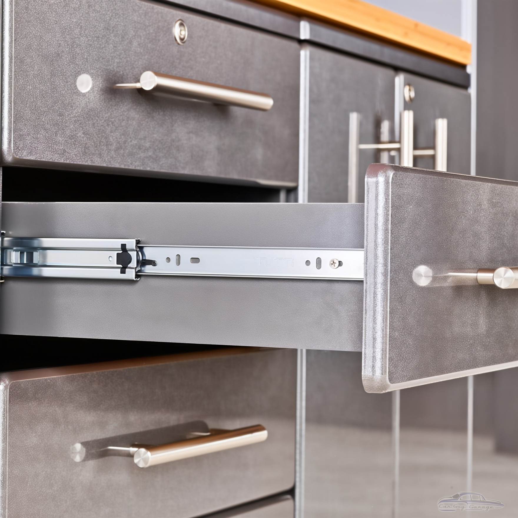 Grey Modular 9 Piece Kit with Bamboo Worktop for Garage