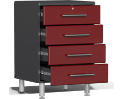 Red Modular 4-Drawer Base Cabinet