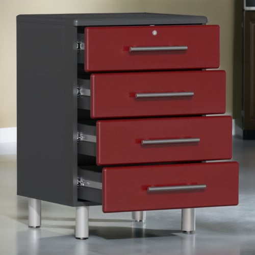 Red Modular 4-Drawer Base Garage Cabinet