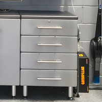 Silver Modular 24in 4-Drawer Base Cabinet, Locking Top Drawer