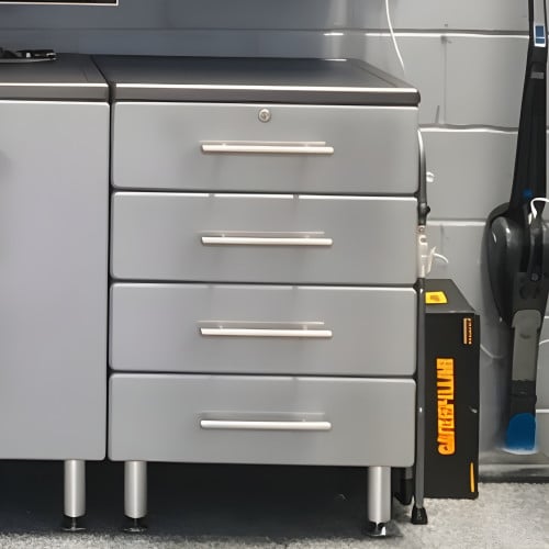 Silver Modular 24in 4-Drawer Base Cabinet, Locking Top Drawer