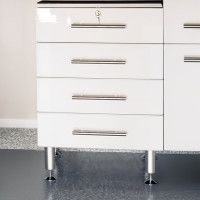 White Modular 4-Drawer Base Garage Cabinet with Locking Top Drawer
