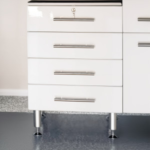 White Modular 4-Drawer Base Garage Cabinet with Locking Top Drawer