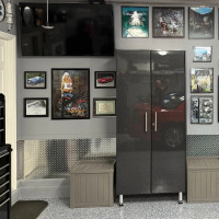 Black Modular Lockable Tall Garage Storage Cabinet, 2-Door 35.5x21x80