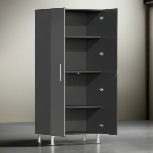 Grey Modular Tall 2-Door Locking Garage Cabinet