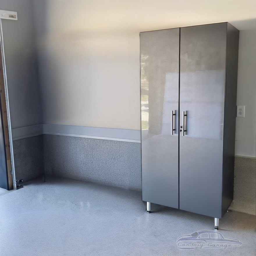 Grey Modular 9-Piece Garage Cabinets with Bamboo Worktop