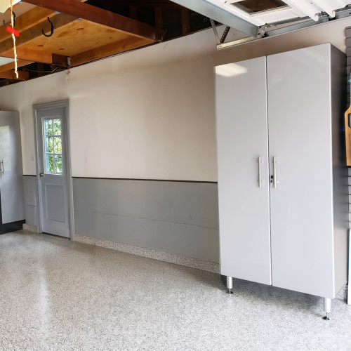 Silver Modular 2-Door Tall Garage Storage Cabinet, Locking