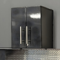 Black Modular 2-Door Lockable Garage Wall Cabinet, 24 in, French Cleat